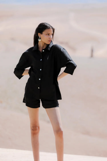 ANYA Linen Shirt and Shorts Set with Pockets