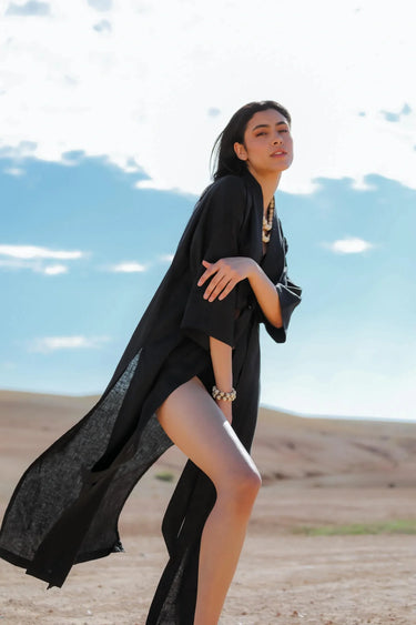GHİZLANE Linen Long Kimono