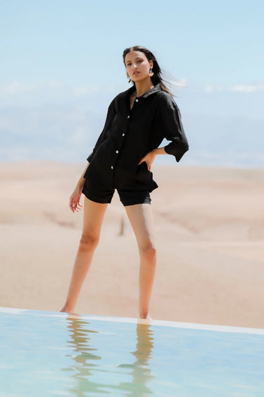 ANYA Linen Shirt and Shorts Set with Pockets