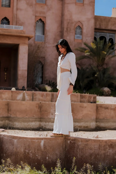 JAMİLA Cotton Crop Top and Palazzo Trousers Set