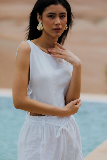RABBA Cotton Crop Top and Shorts Set