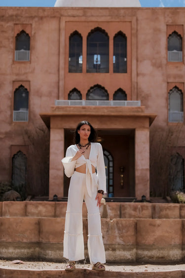 JAMİLA Cotton Crop Top and Palazzo Trousers Set