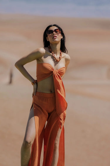 AİCHA Cotton Slit Pants