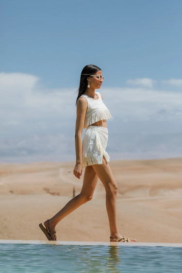 DALİLA Cotton Tasselled Sarong Skirt