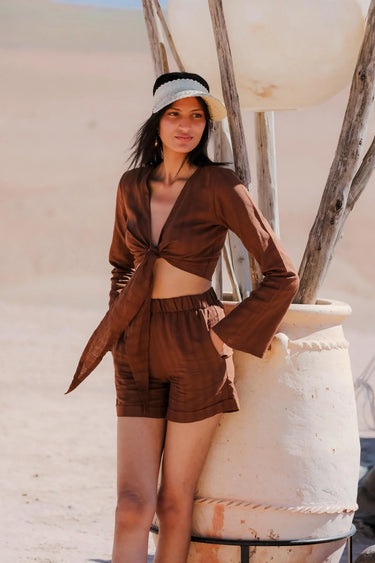 NADİA Cotton Crop Top and Shorts Set