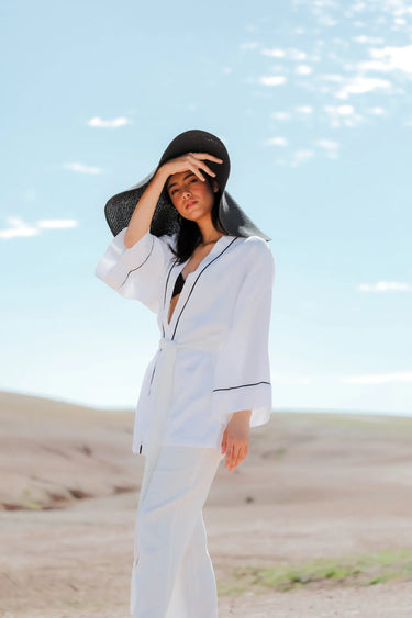 AMİRA Cotton Short Kimono and Trousers Set