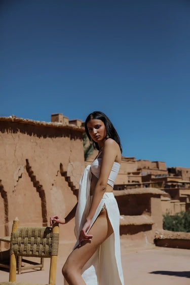 AİCHA Cotton Slit Pants