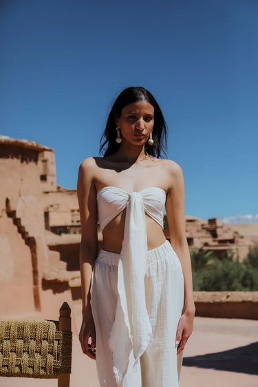 AİCHA Cotton Slit Pants