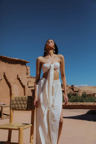 AİCHA Cotton Slit Pants
